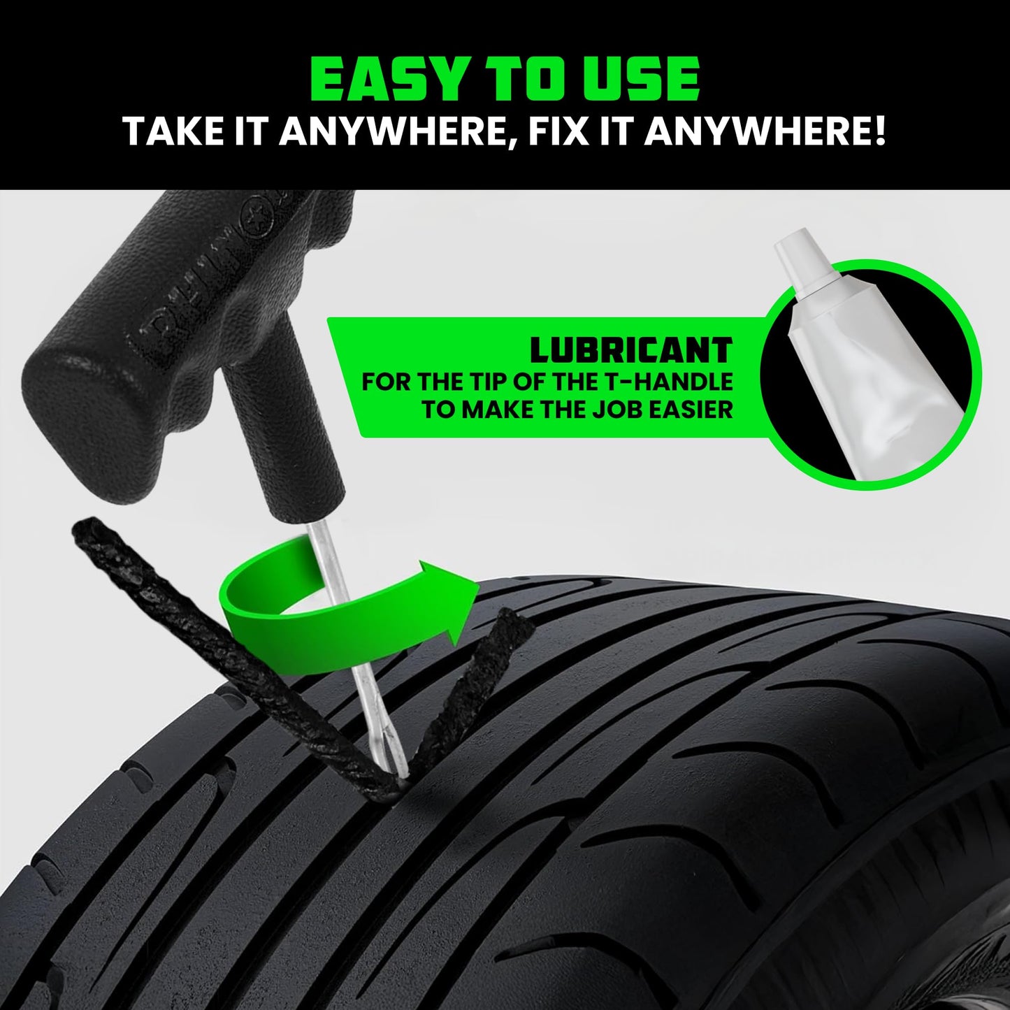 Rhino USA Tire Repair Kit (86-Piece) Professional Heavy Duty Tire Plug Kit to Fix Punctures & Patch Flats with Ease - Ultimate Tubeless Tire Repair Tools for Car, Motorcycle, ATV, UTV, RV and Trailer