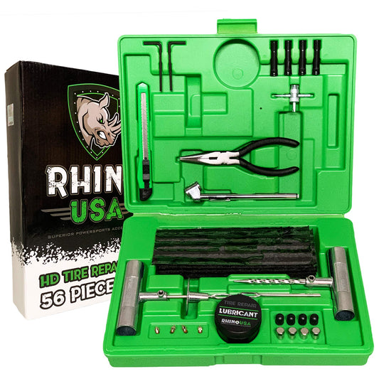 Rhino USA Tire Repair Kit (86-Piece) Professional Heavy Duty Tire Plug Kit to Fix Punctures & Patch Flats with Ease - Ultimate Tubeless Tire Repair Tools for Car, Motorcycle, ATV, UTV, RV and Trailer